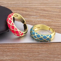 aibef high quality european and american fashion retro enamel drop oil 7 colors adjustable ring womens party wedding jewelry