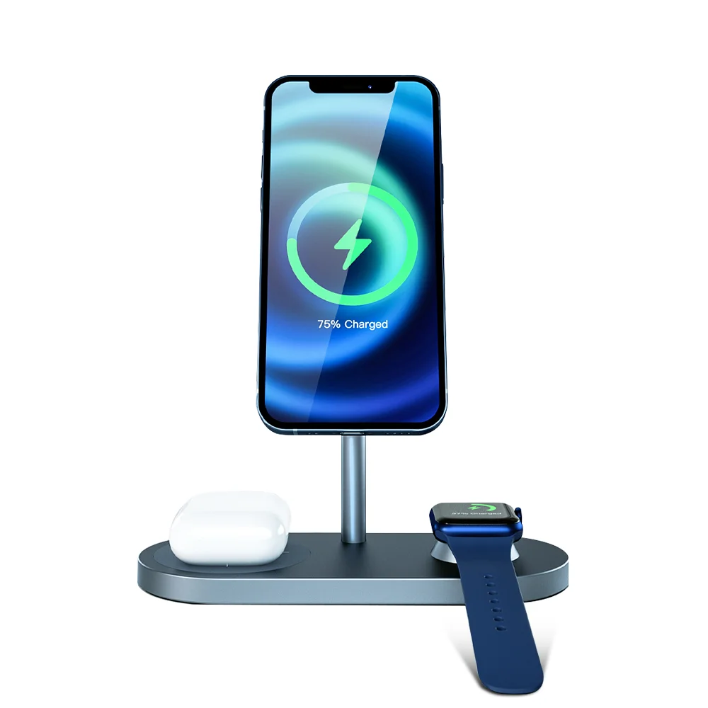 

For Smart Phone watch earphone 3 in 1 wireless Charging Stand magnetic charing Stand