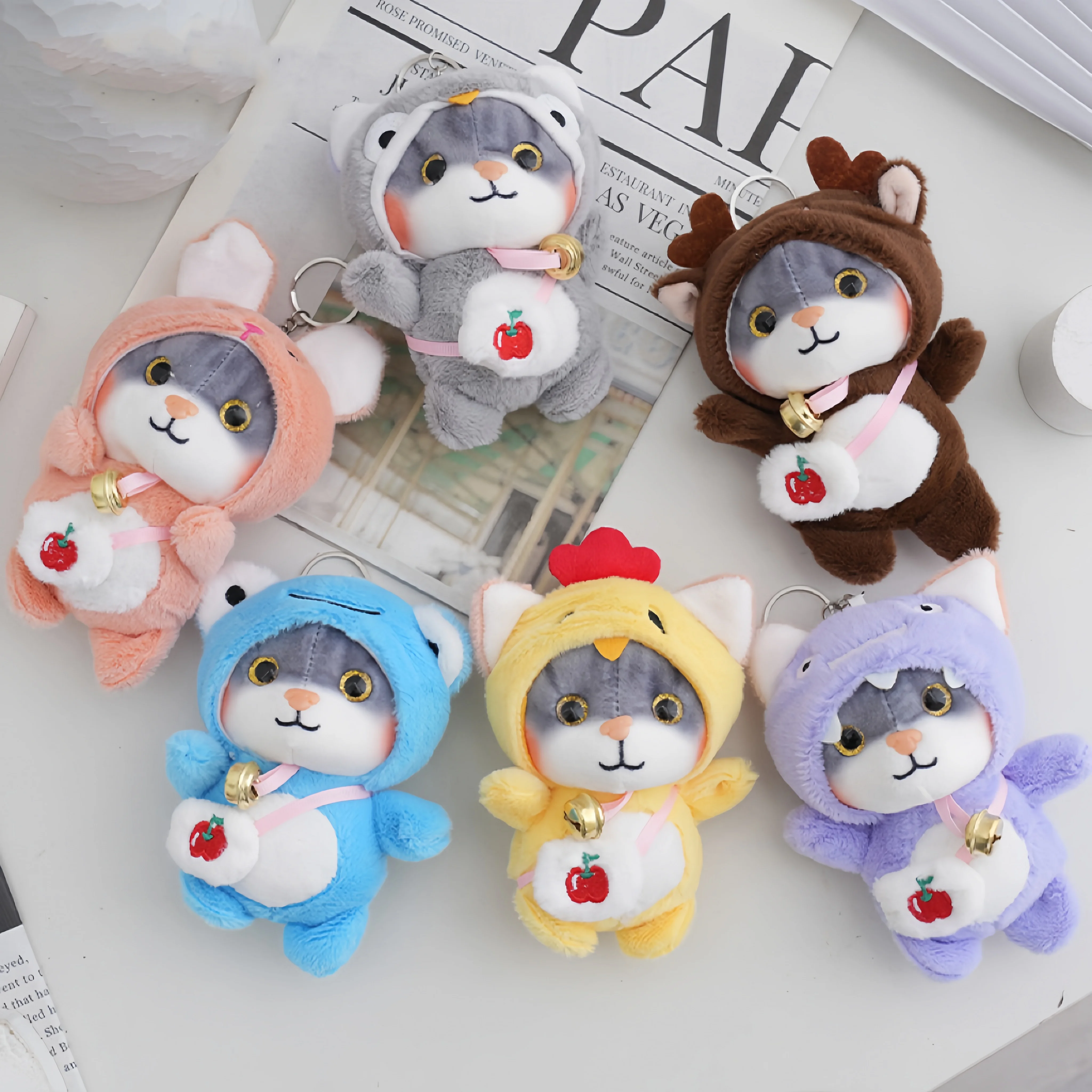 

15CM Plush Kitten Doll Plush Animal Backpack Pendant Plush Key Ring Holiday Gift Plush Toy Simulation Kitten Toy Decoration