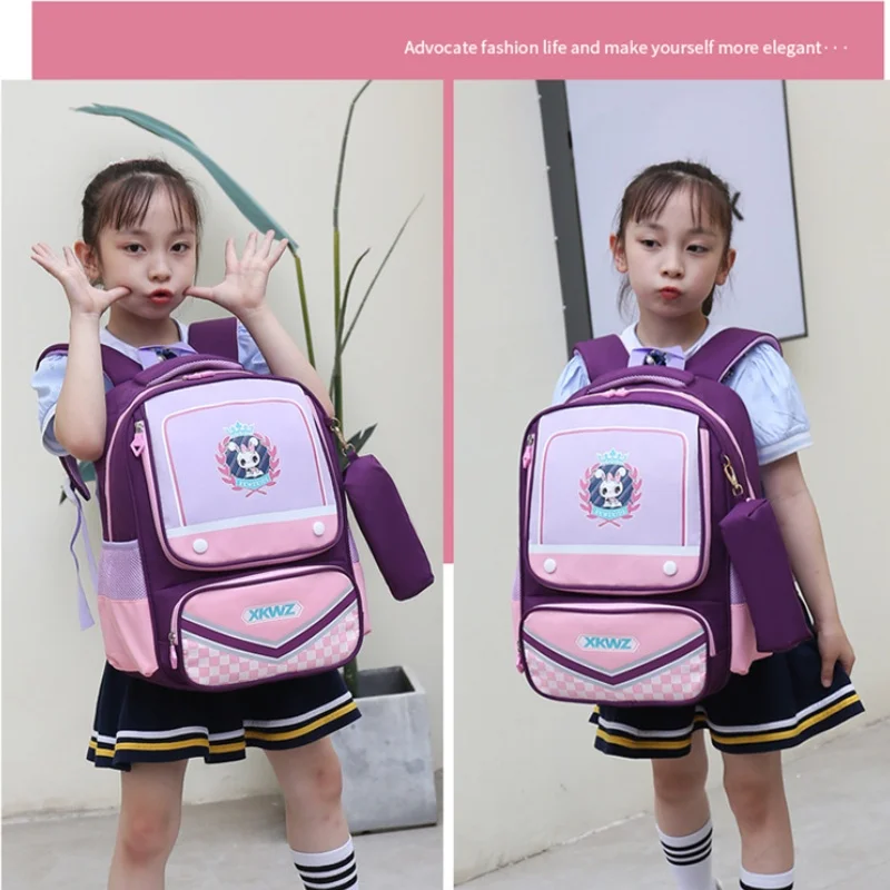 Cute Children Students Rabbit Tiger Animal School Backpacks New Large Capacity Grade 1-6 Pupils Girls Boys Fashion Pen Bags Hot