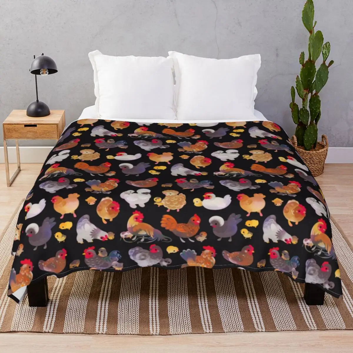 Chicken And Chick Dark Blankets Fleece Decoration Warm Throw Blanket for Bedding Home Couch Camp Office