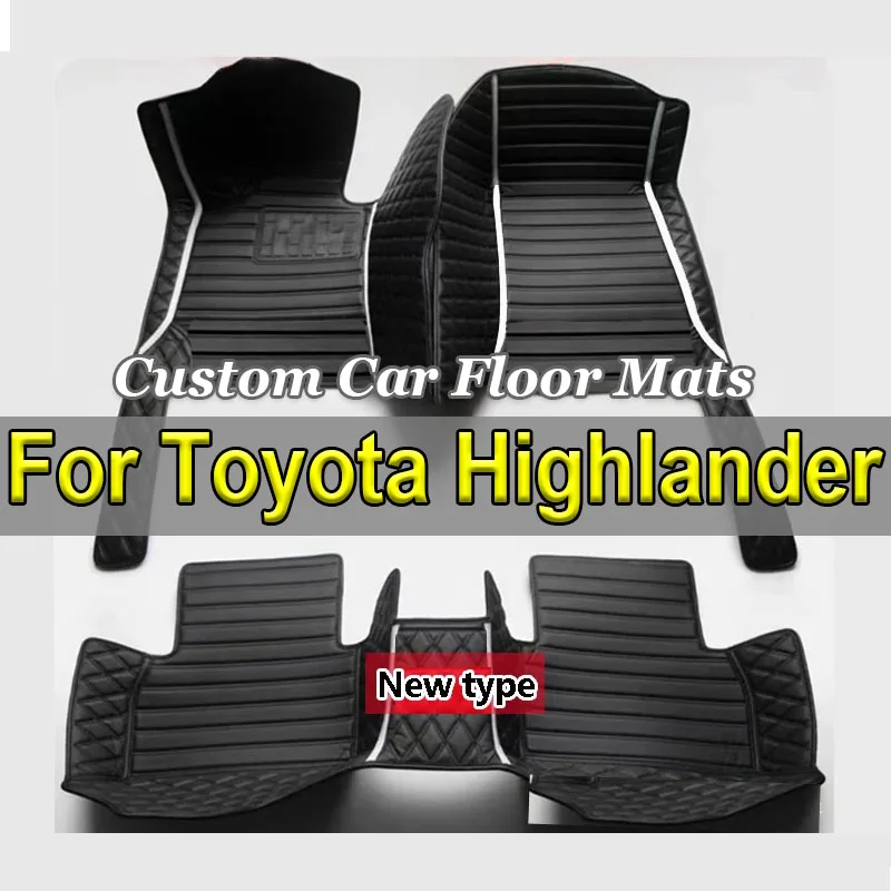 Car Floor Mats For Toyota Highlander (Hybrid/Petrol)7 Seats 2022 2023 Auto Foot Pads Carpet Cover Interior Accessories