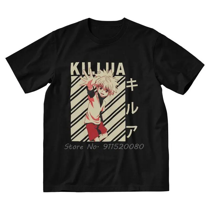 

Funny Killua Zoldyck T Shirts Men Short Sleeve Cotton Harajuku T-shirts Hxh Hunter X Hunter Tee Tops Fashion Tshirts Gift