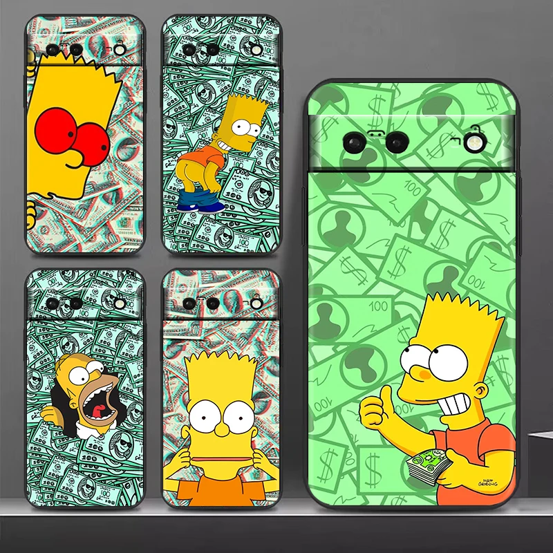 

The Simpsons Money Shockproof Case for Google Pixel 7 6 Pro 6a 5 5a 4 4a XL 5G Silicone Soft Black Phone Cover