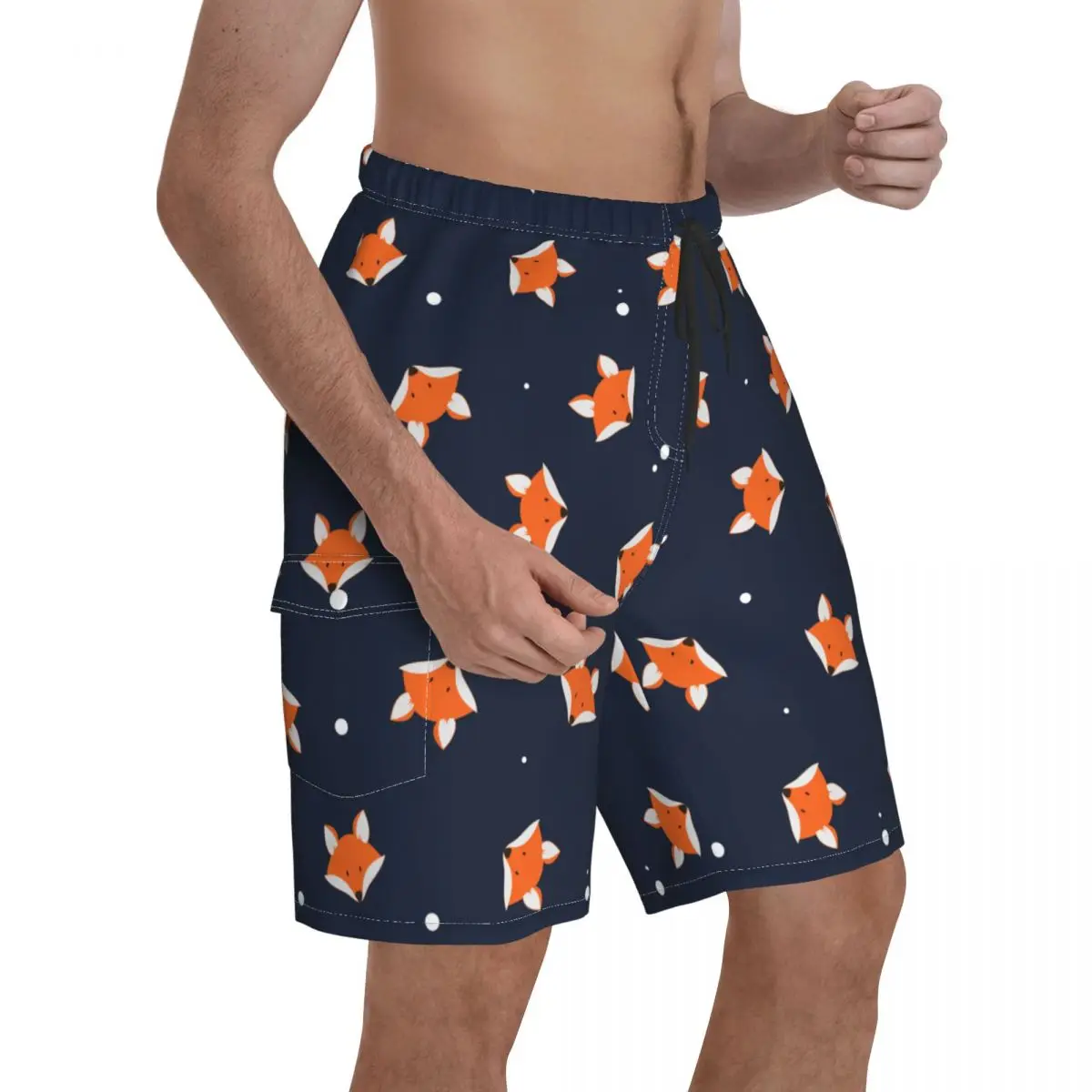 Повседневные мужские пляжные шорты Fox, шорты для бега, плавки с животными для серфинга, быстросохнущие шорты для доски