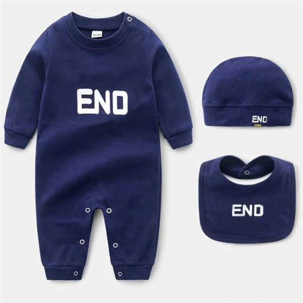 

summer newborn baby clothes new born baby boy girl romper 3 pcs sets Cotton lovely Letter long sleeved toddler infant clothing