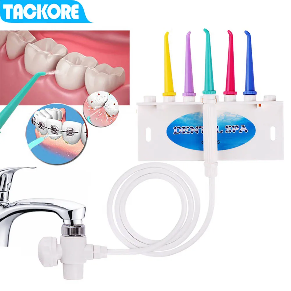 

Tackore Faucet Water Dental Flosser Oral Irrigator Jet Brush Teeth Whitening Toothbrush Cleaning Oral Irrigator