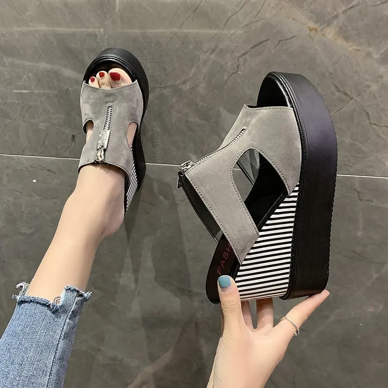 

The New Women's Summer Flip Flops Platform Women Shoes Fashionable and Elegant Wedge Heel for Summer Slippers Mujer Slippers
