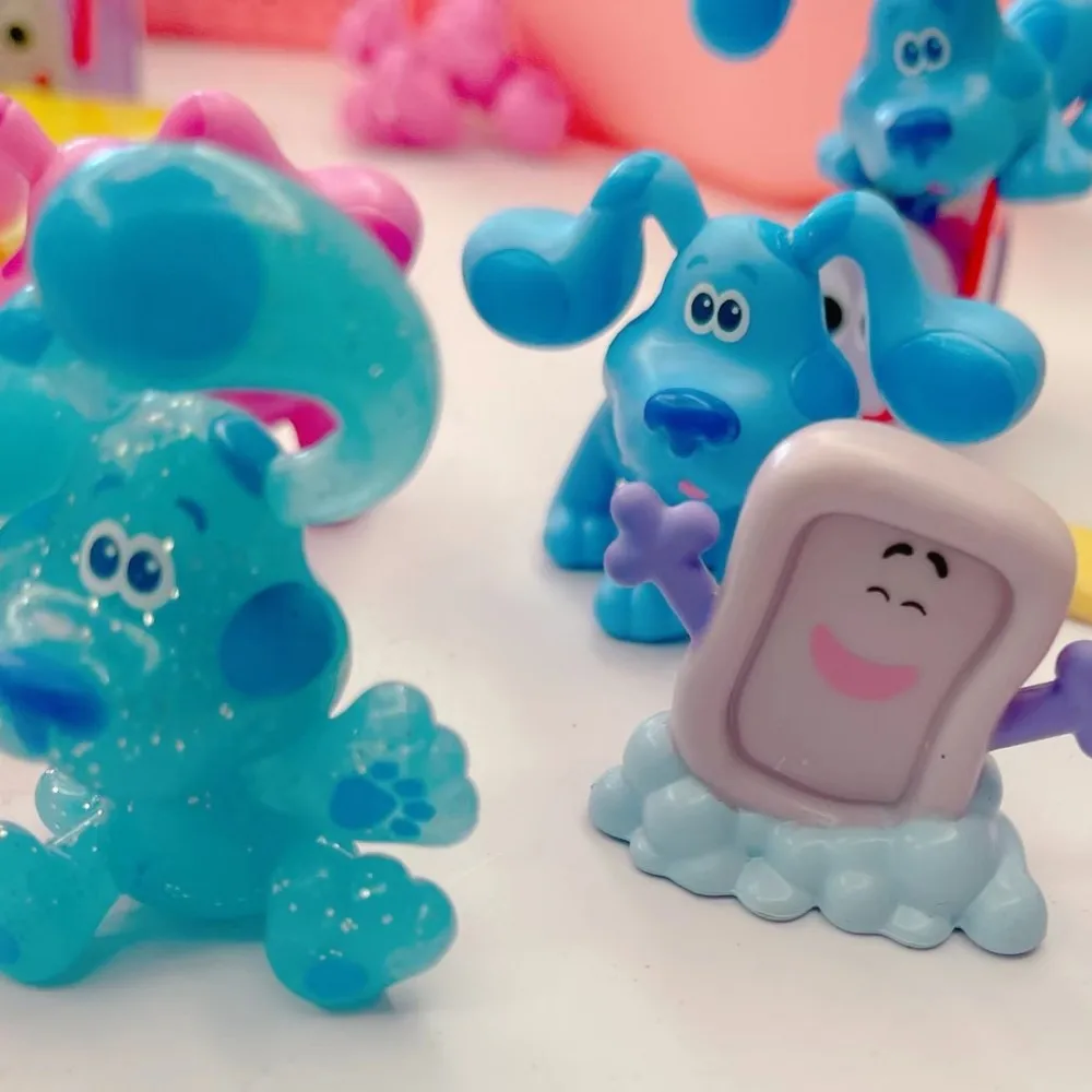 Toy For Kids Christmas Gift Cartoon Blue Dog Scene Figuras Dolls For Home Decor