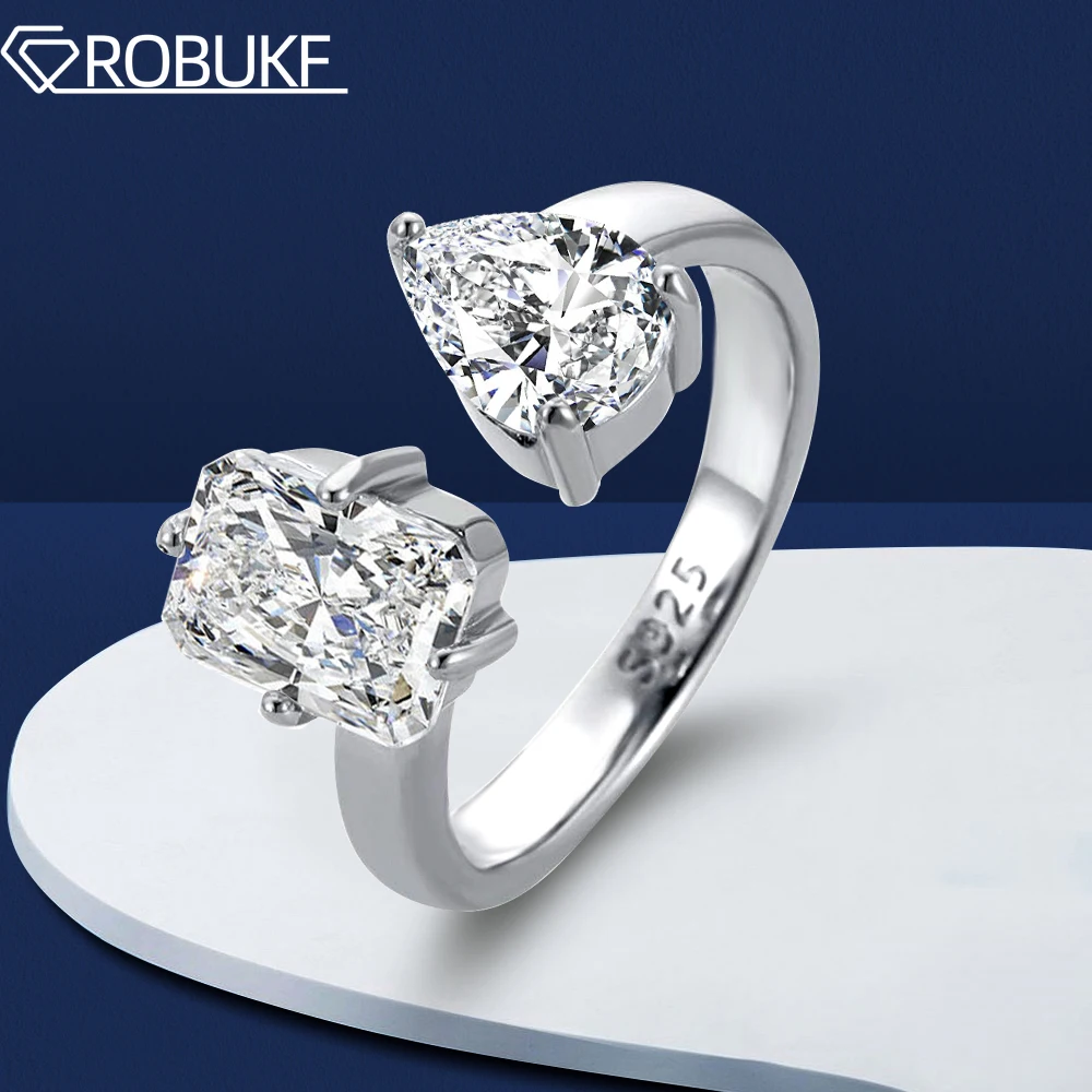 Женские кольца из муассанита с грушей/изумрудной огранкой 3 25 карата