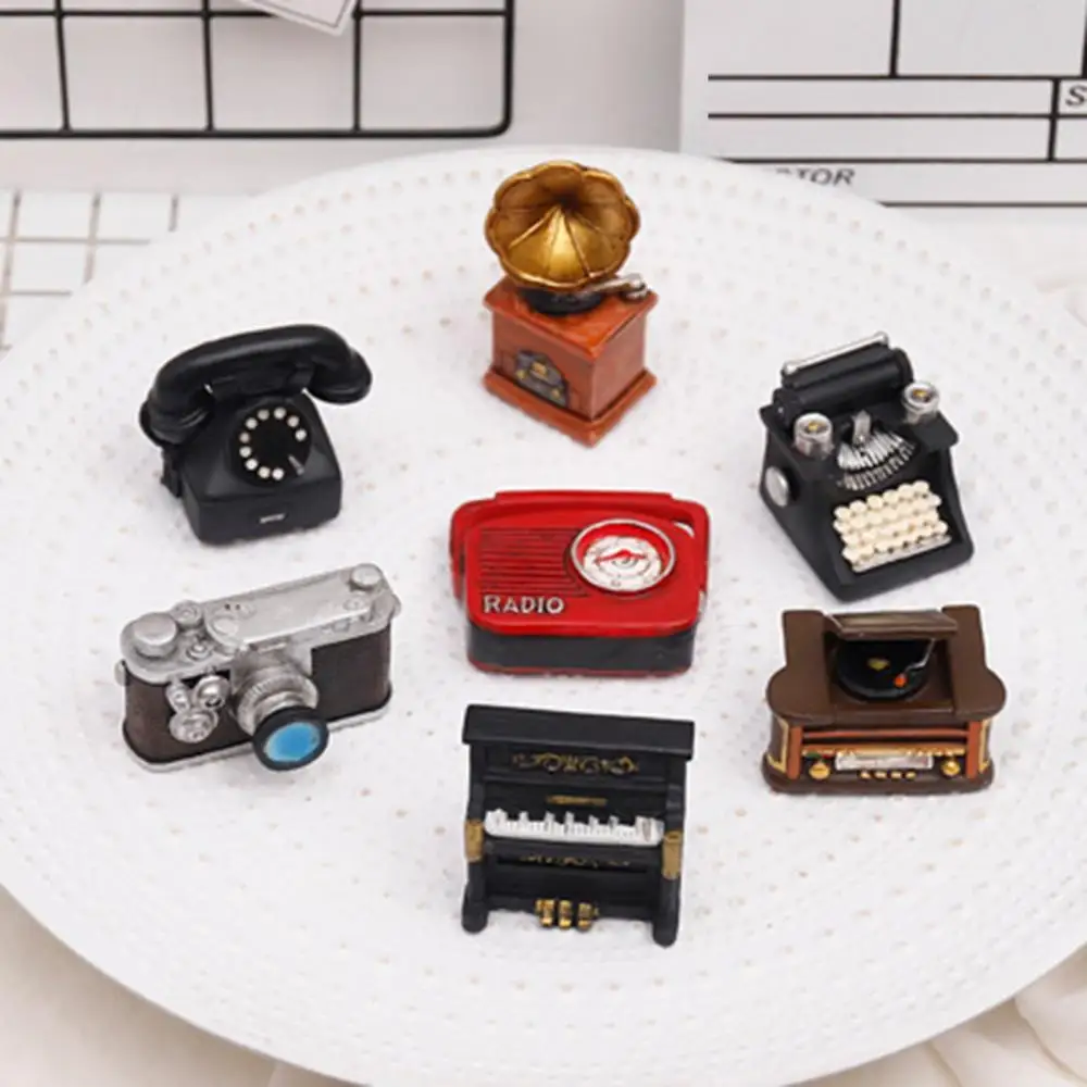 

Display Mold Resin Mini Retro Figurines Ornament Phone Camera Typewriter Home Ornament