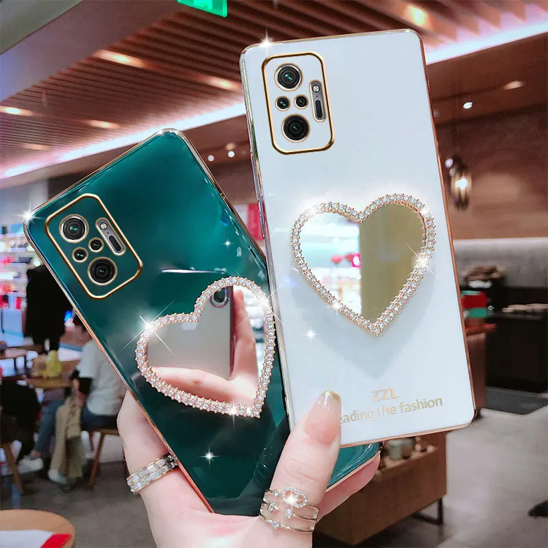 

Luxury Plating Mirror Phone Case For Redmi Note10 Cases Fashion Glitter Soft Cover Xiaomi Redmi Note 10 Pro 10S 10T Case Silicon