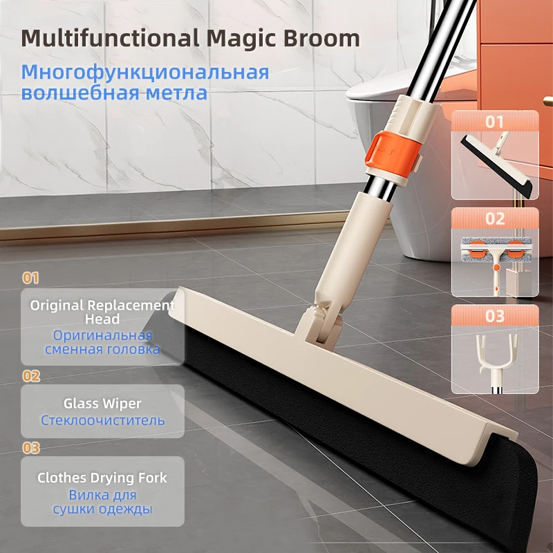 Швабра силиконовая сменная с 3 головками Волшебная Веник для мытья окон