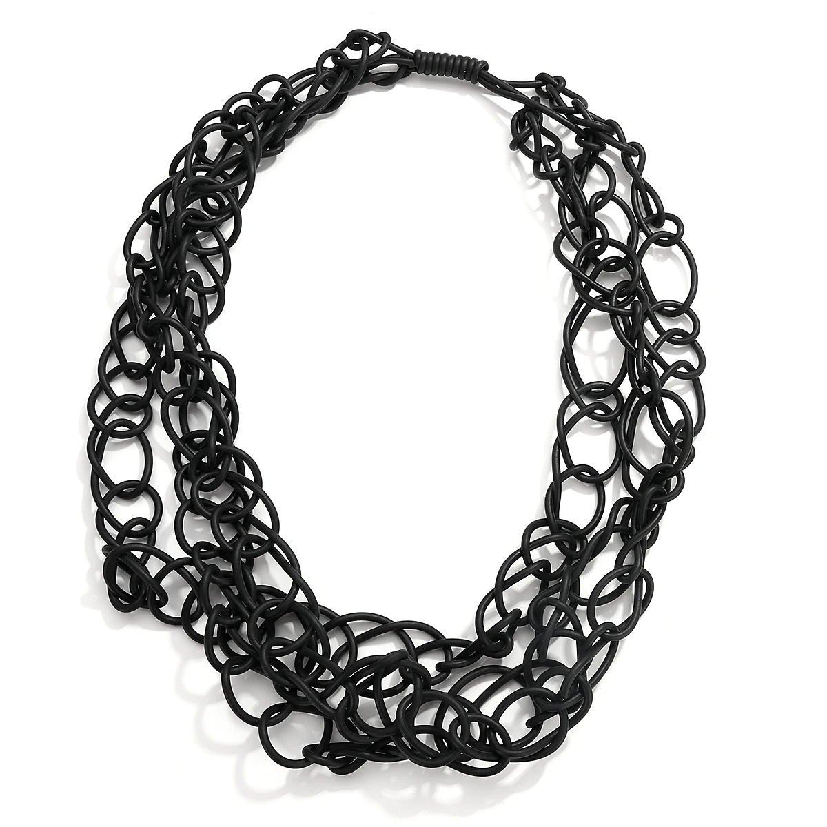 

Резиновое ожерелье ручной работы Amorcome, Черное длинное ожерелье на шнурке, современное Ювелирное Украшение