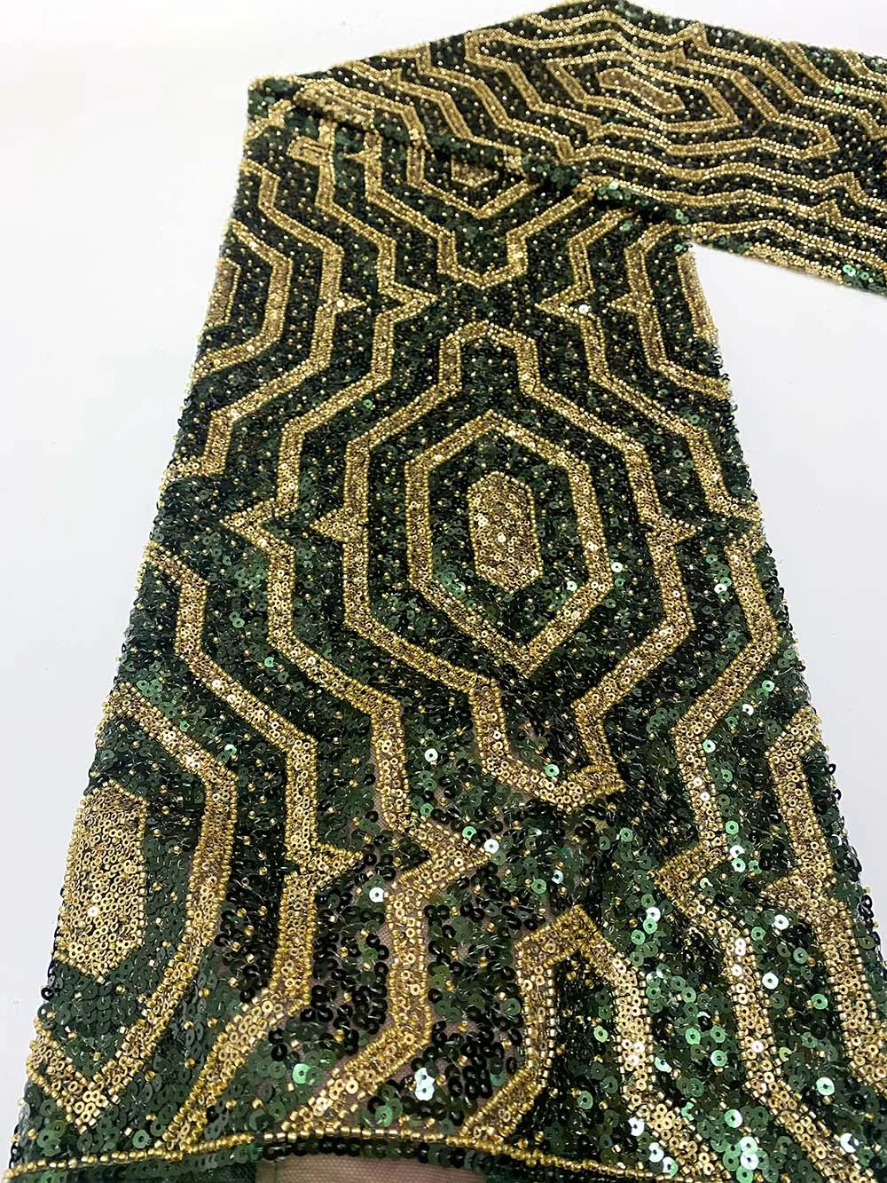 

Green 2022 New Arrival Tulle Sequins Fabric Lace Latest Nigerian Sequin Velvet Fabric 5 Yards Net Lace For Party Dress