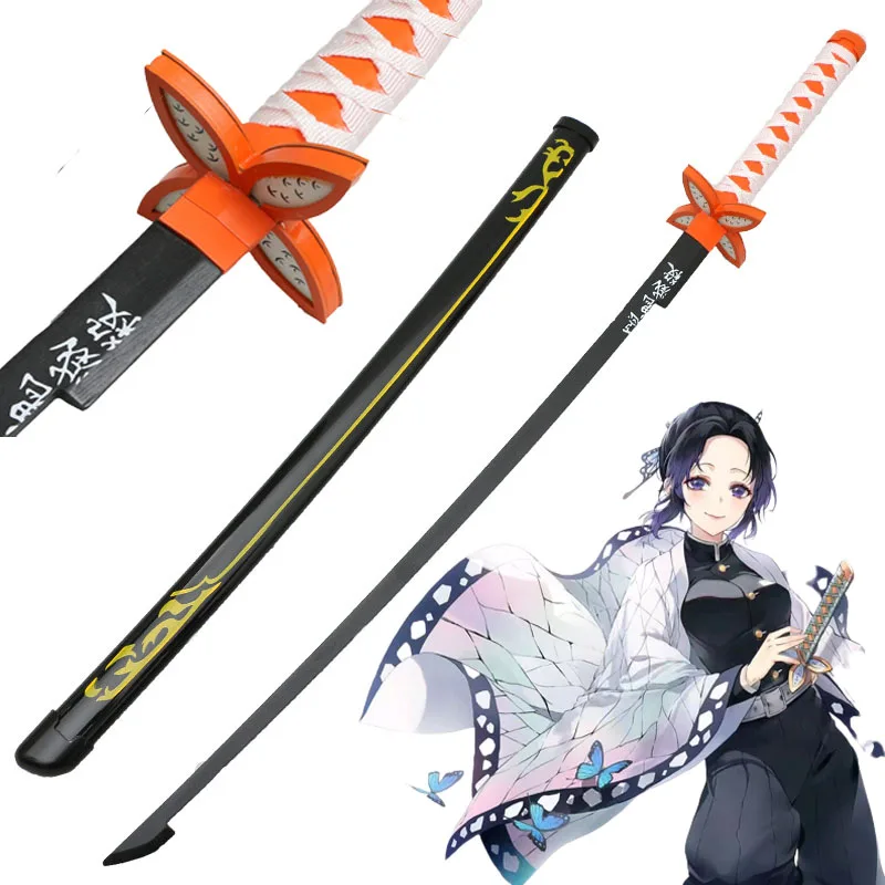 

Cosplay Kimetsu no Yaiba Sword Weapon Demon Slayer Half Kochou Shinobu Katana Agatsuma Zenitsu Sword Knife Wood Prop 104cm