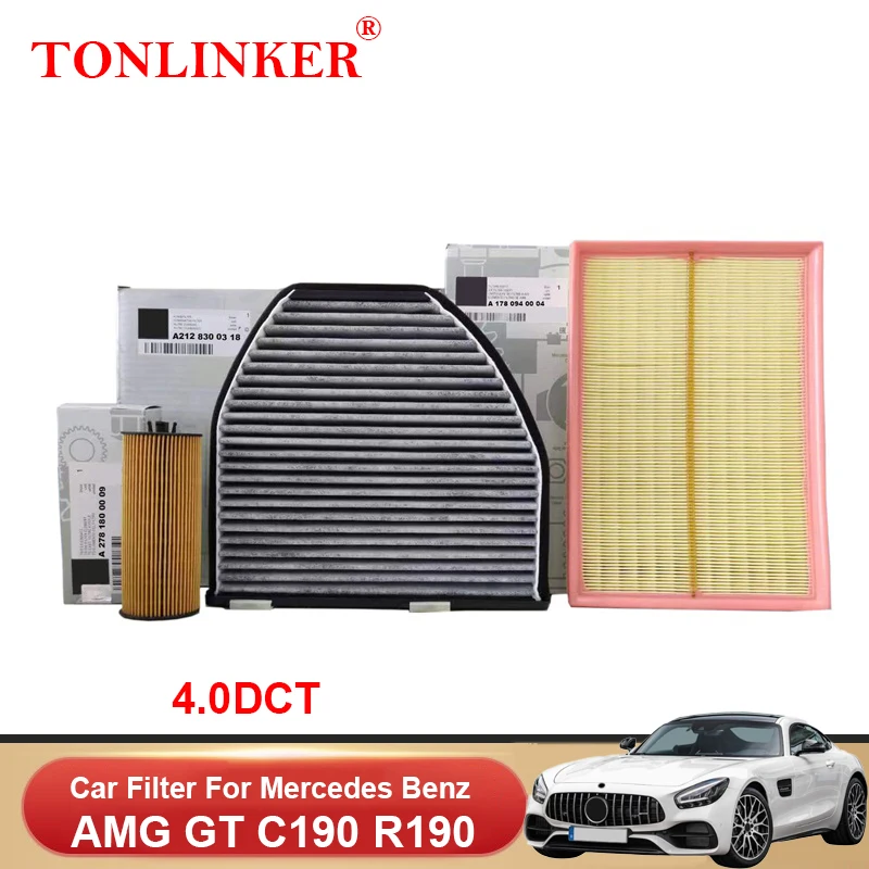 

TONLINKER Cabin Air Filter Oil Filter For Mercedes Benz AMG GT C190 R190 4.0DCT 2017 2018 2019 2020 2021 2022 Car Accessories