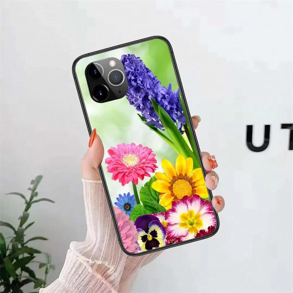 Красивый черный чехол с цветами для Samsung Galaxy J1 J2 J3 J4 J5 J6 J7 2016 2017 2018 Core Duo Max Plus Pro -