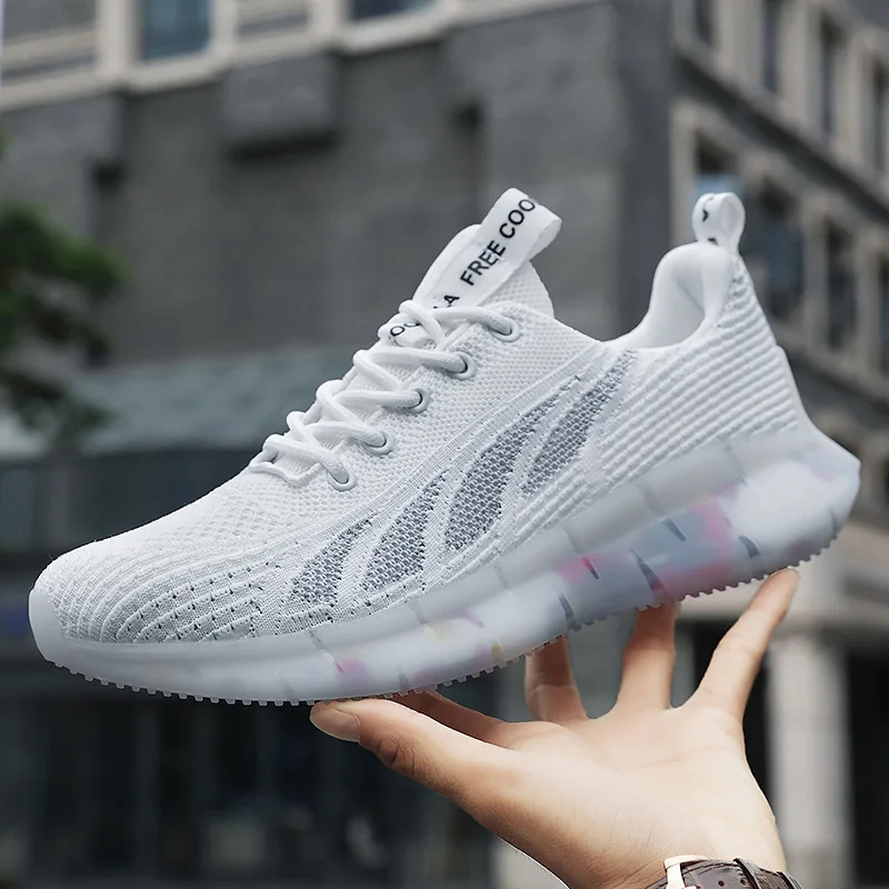 

Кроссовки женские резиновые сетчатые, повседневная спортивная обувь на плоской резиновой платформе, для бега, 43 44