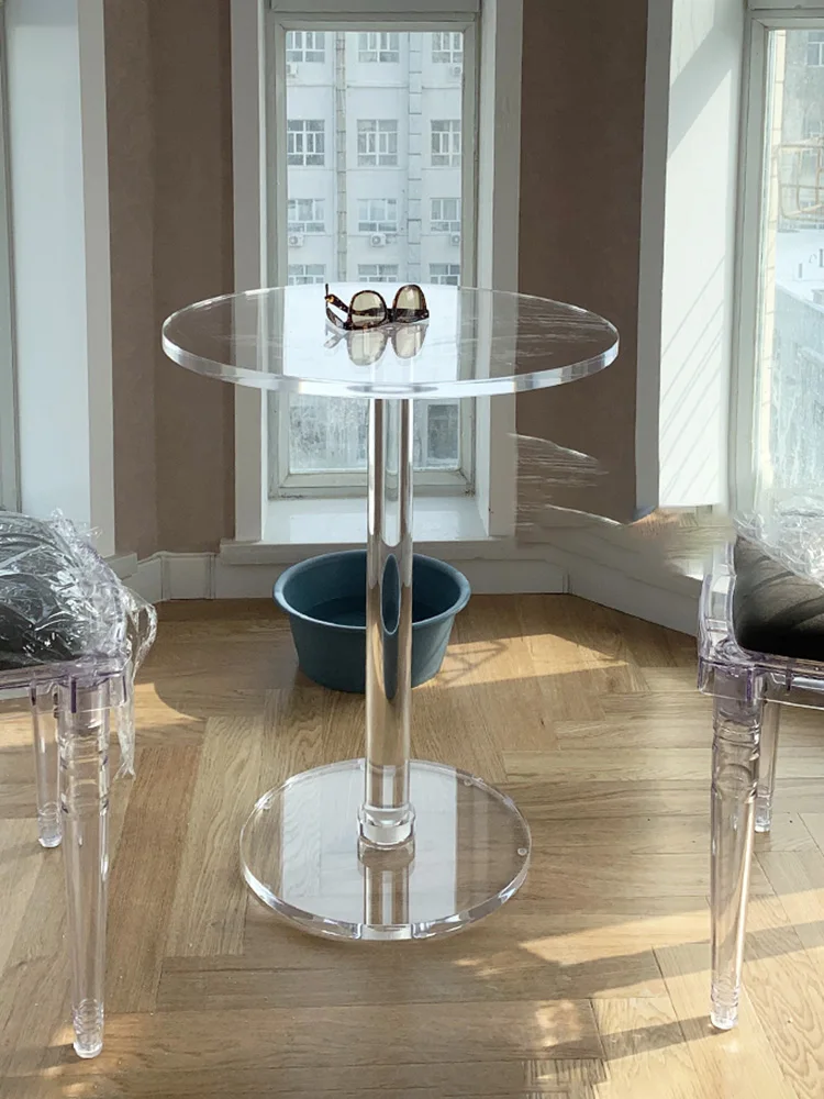 

Nordic Furniture Acrylic Coffee Table Living Room Furniture Transparent Sofa Side Table Modern Creative Round Small Dining Table