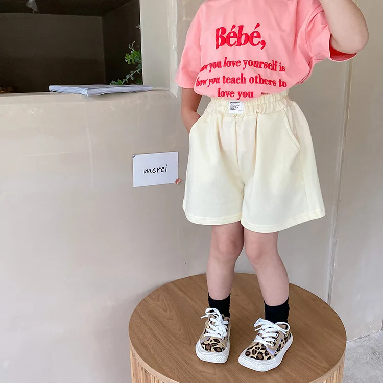 Детские шорты из хлопка и полиэстера: повседневные однотонные летние свободные