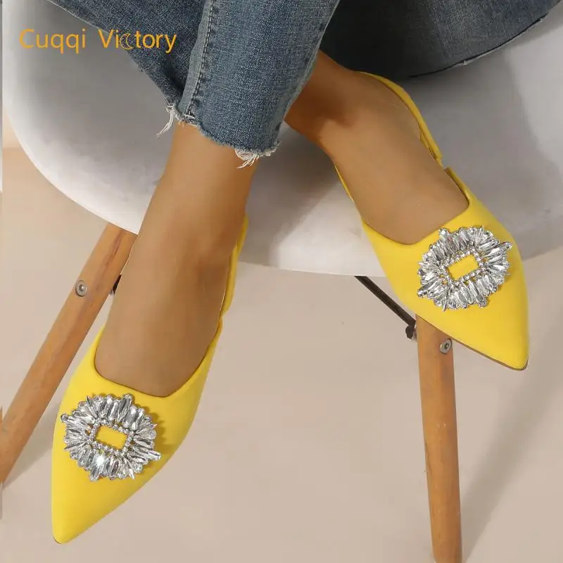 Womens Sandals 2022 Elegant Office Ladies Shoes and Sandals Women Casual Shoes Square Heel Sandals Slip On Woman Flats