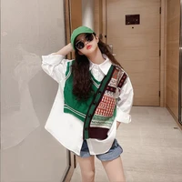 baby girl knitting patchwork shirts children spring autumn long sleeve blousers teenage girls clothes kids shirts tops