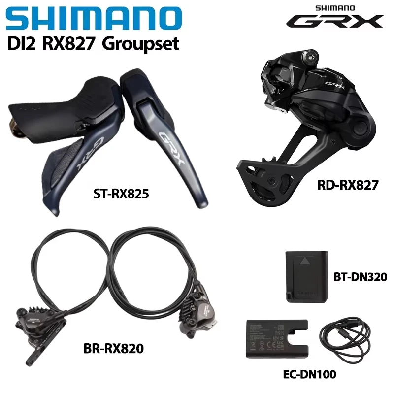 Фото Новый комплект оборудования SHIMANO GRX RX827 DI2 1X12 скоростей ST-RX825 BR-RX820 RD-RX827-SGS DN320 DN100 с гидравлическими дисковыми тормозами для гравийного велосипеда. №1