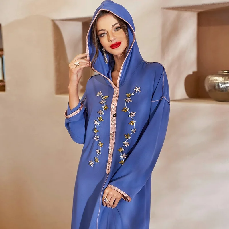 Djellaba Women Handwork Diamonds Moroccan Kaftan Arabian Party Evening Gown Dubai Evening Dresses Saudi Muslim Abaya Dress Islam