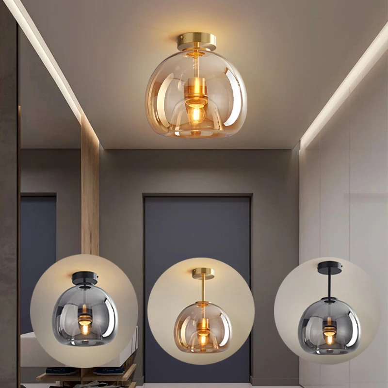 Modern Ceiling Lighting Minimalist Nordic texture LED Glass Ceiling Lamp aisle Corridor Lamp Creative Living Room Lights E27