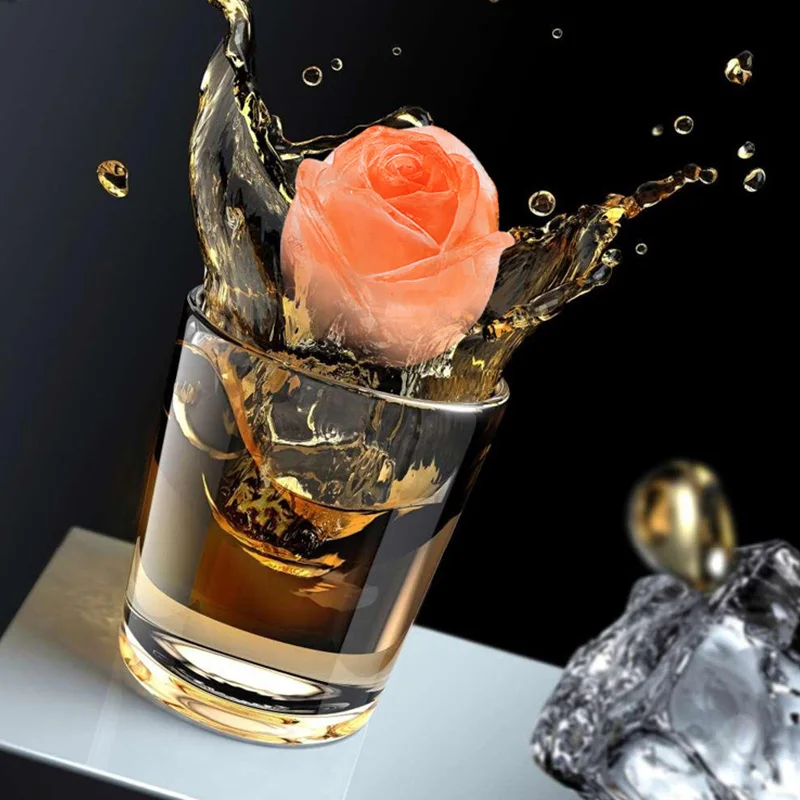 Ice Cube Form Silicone DIY Creative Big Rose Shape Tray Mold Home Bar Party Cool Whiskey Ice Hockey Coffee Juice Bar Tools