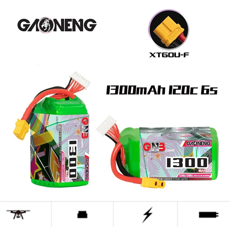 

RC FPV Racing Drone Battery GNB 22.2V 1300mAh Lipo Battery For FPV Racing Drone RC Quadcopter Frame Parts 6S 22.2V Battery