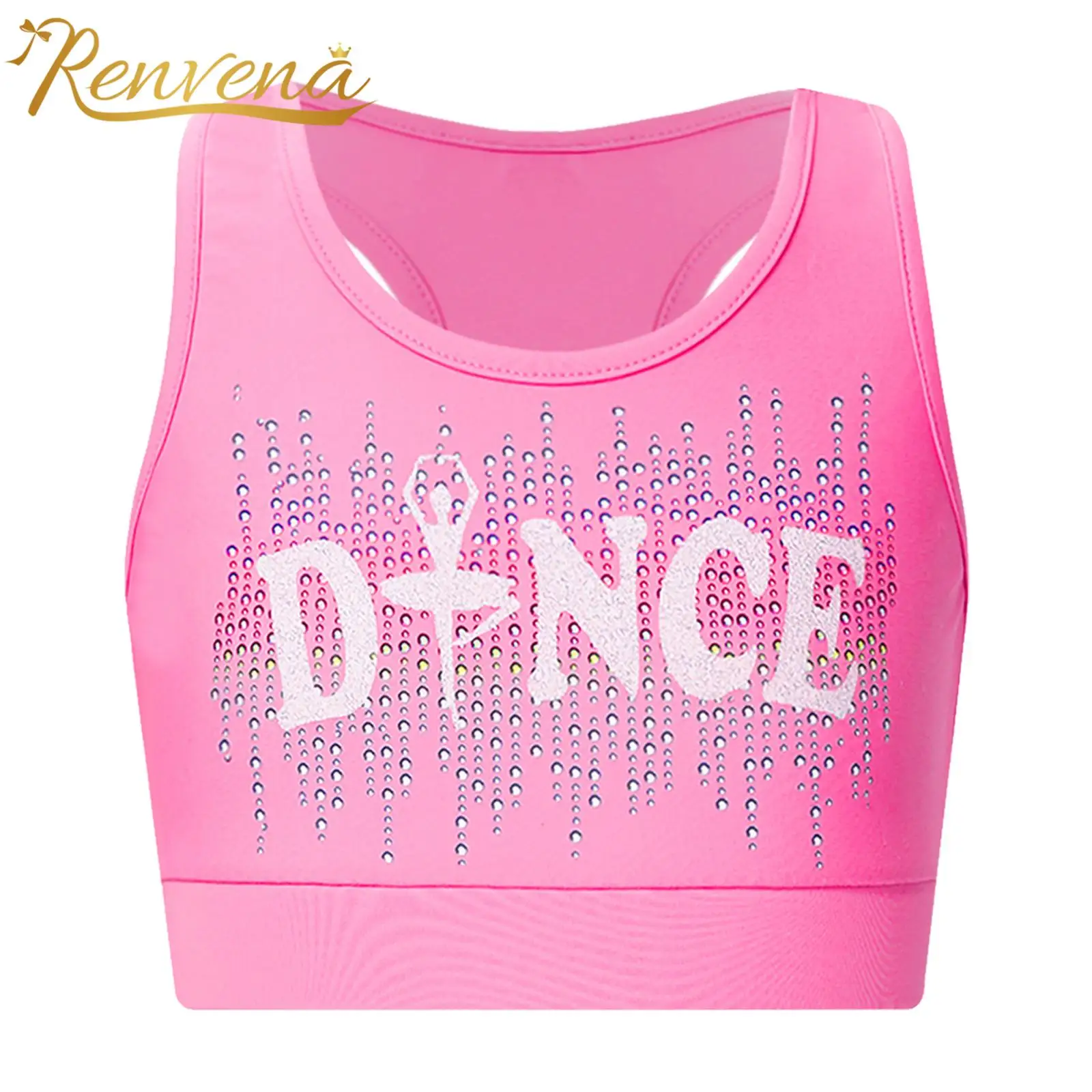 

Fashion Girl's Tanks Tops Kids Sleeveless Round Neck Racerback Dance Crop Top for Ballet Gymnastics Sports Children Clothing