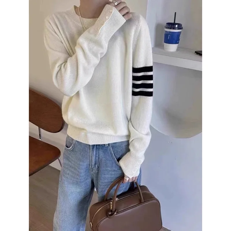 Женский кашемировый свитер с круглым вырезом вязаный женский пуловер базовый