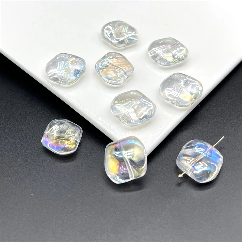 

AB Transparent Irregular Lampwork Glass Beads Loose Spacer Crystal Beads For Jewelry Making Needlework Craft Bracelet Accessory