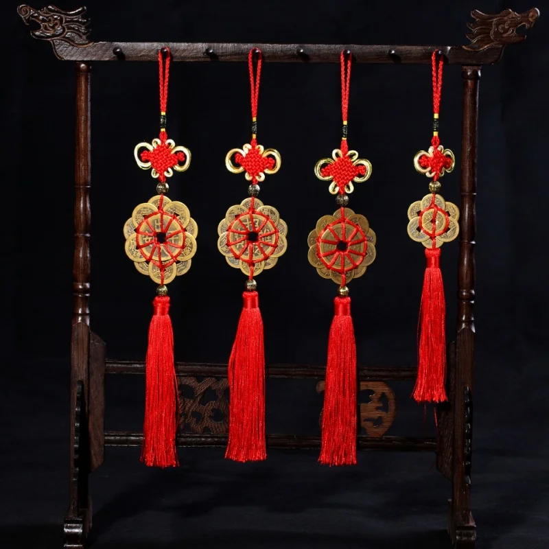 

Chinese Feng Shui Coins Tassel for Wealth and Success Silk Tassel Brush Chinese Lucky Copper Coins Tassel for Wedding Party Gift