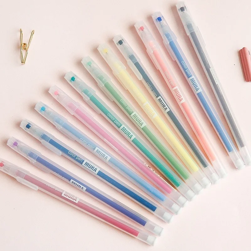 

12-color Simple Matte Transparent Water Chalk 0.5mm Color Gel Pen