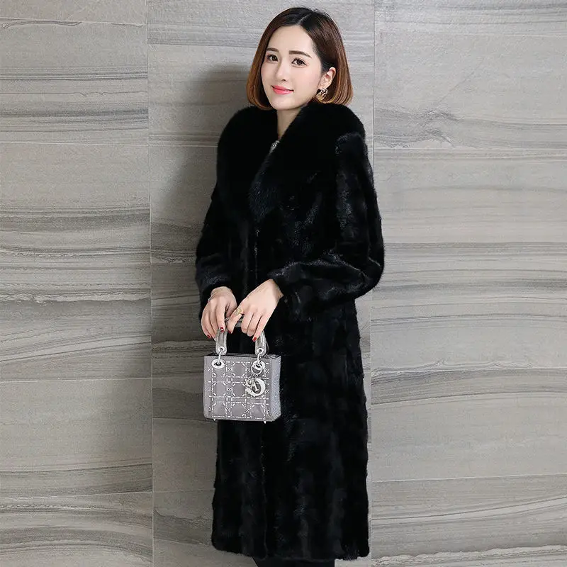 2022 Winter New 2XL Mink Fur Coat Women's Fox Fur Collar Mink Women's Clothing