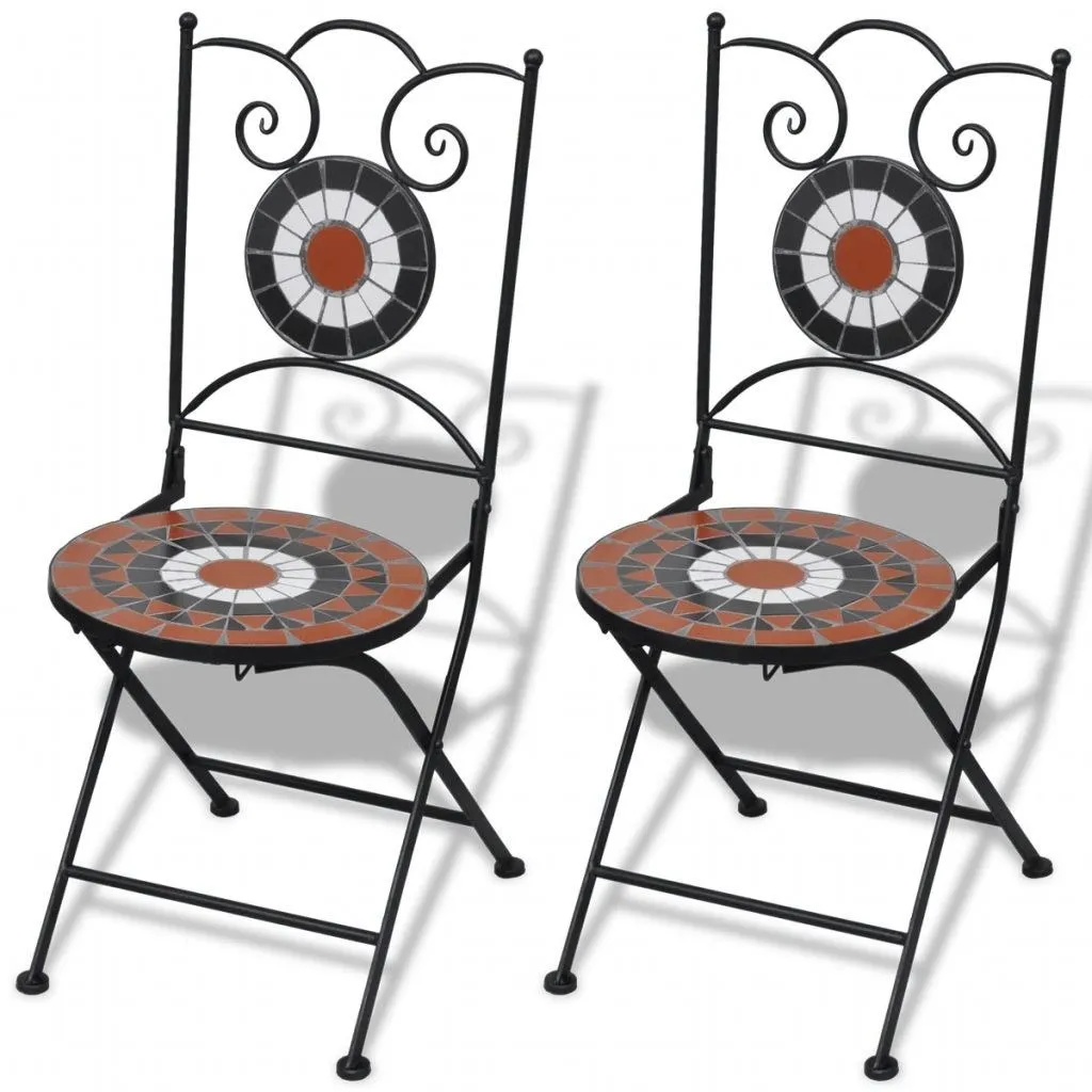 

Folding Bistro Chairs 2 pcs Ceramic Terracotta and White