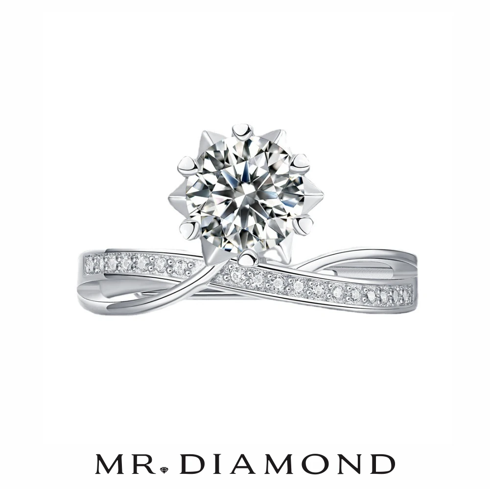 

New Style Fashion Crown 925 silver Adjust the ring Ms. Inlay Mo mulberry Drill 1 Carat Snowflake Engagement Send a friend Gift