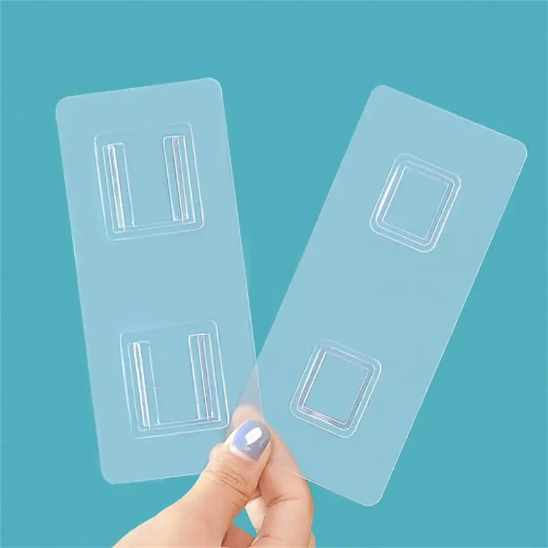 

A Pair Of Punch-free Seamless Stickers Buckle Plastic Strip Hanging Wall Storage Shelf Mother Buckle Hook Patch Accessories