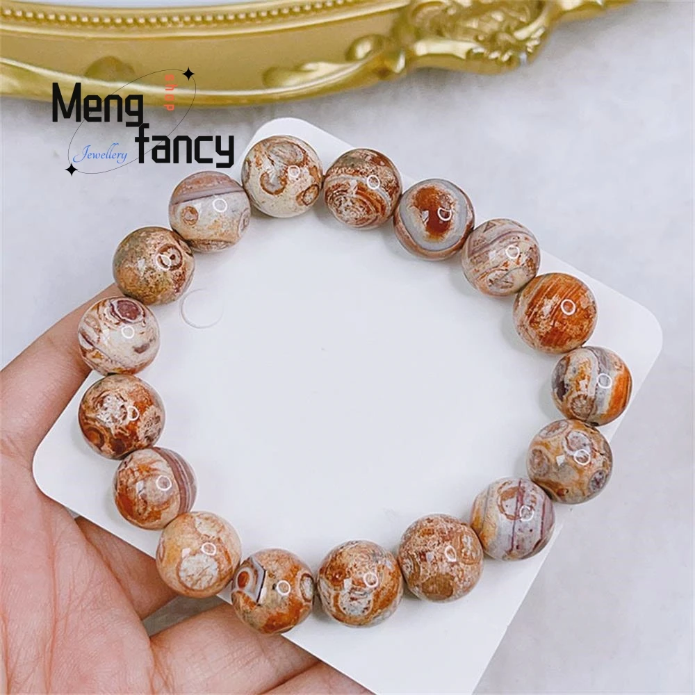 Браслет из натурального огненного агата с большими бусинами 12 мм