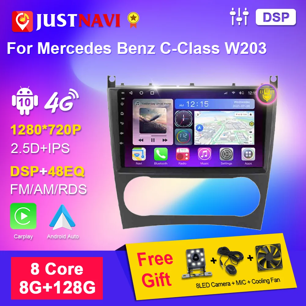 

AI Voice 2 din Android Auto Car Radio For Mercedes Benz C-Class W203 ​ Carplay 4G Car Multimedia GPS Navigation 2Din Autoradio