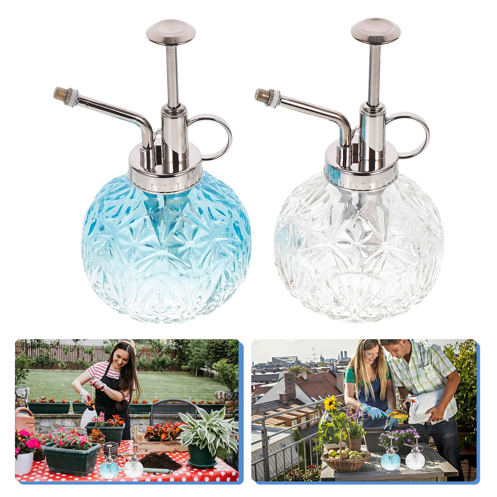 

Стеклянная бутылка-распылитель для воды в винтажном стиле для сада, 2 шт.