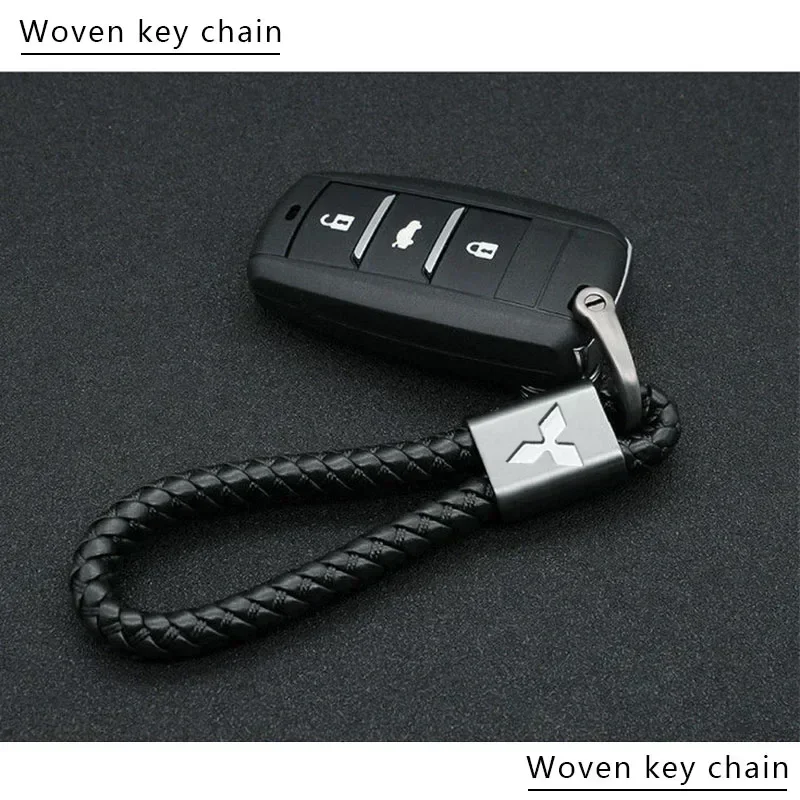 Автомобильная плетеная веревка металлические подарки кольца для ключей Mitsubishi