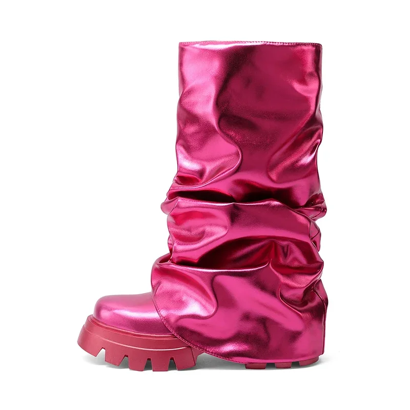 Arden Furtado 2024 металлические кожаные средние ботинки современные на платформе с