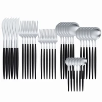 36pcs stainless steel cutlery set matte black kitchen set dinnerware forks spoons knives set tableware eco friendly flatware