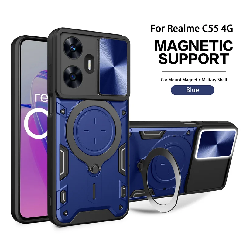 Для Realme C55 4G чехол слайд-камера противоударные армированные Чехлы для C 55 RMX3710