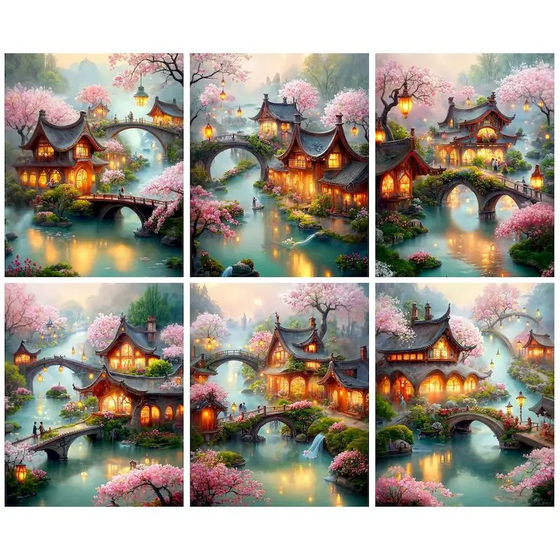 

CHENISTORY 5D DIY Diamond Painting House Full Drill Diamond Embroidery Mosaic Lake Cross Stitch Personalized Gift Home Decor