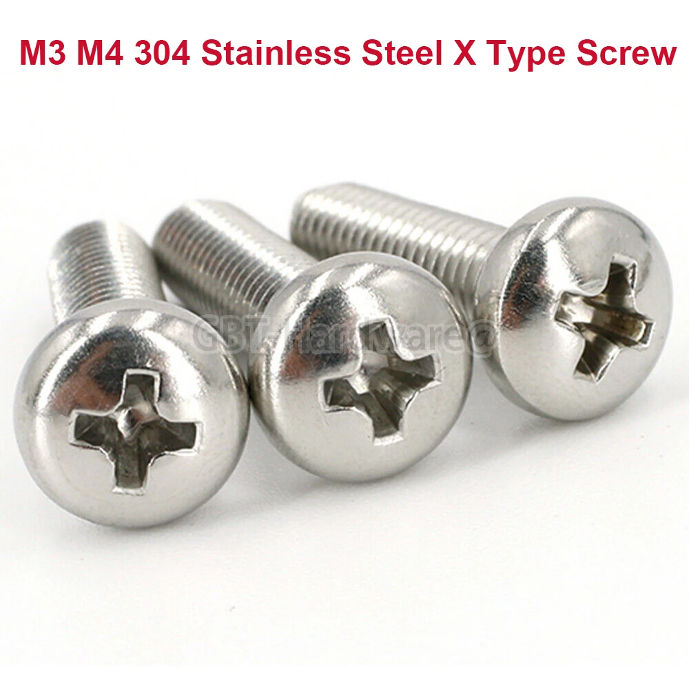 

M3 M4 Round Head X Type Small Screw Stainless Steel A2 DIN7985 Length 3mm - 80mm Corrosion Oxidation Resistant Round Head Bolts